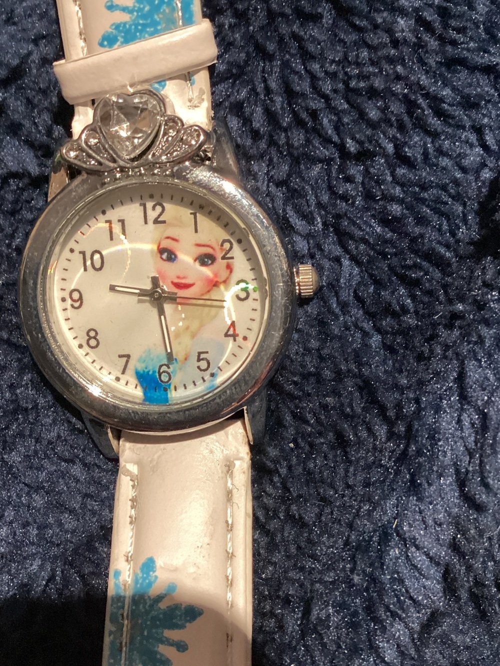 White and Blue Kids Character Watch with Heart Accent
